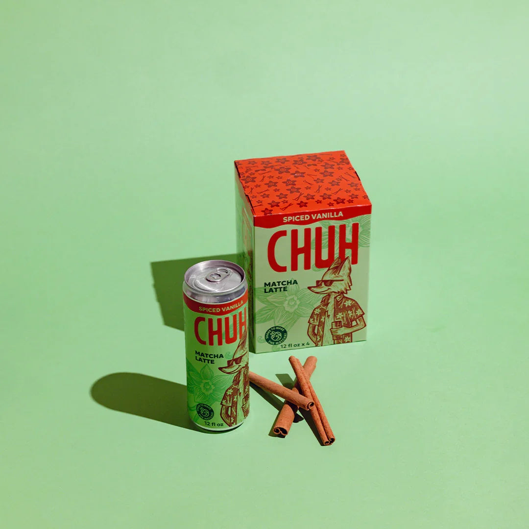 CHUH Spiced Vanilla Matcha Latte can and box