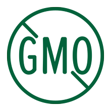 Circular logo with 'GMO' text inside a green circle on a white background