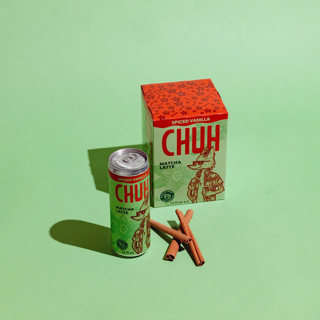 CHUH Spiced Vanilla Matcha Latte can and box